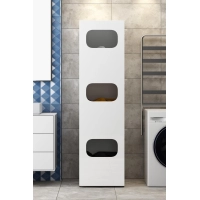 Szafka na brudną bieliznę, biała, 3 zaokrąglone otwory