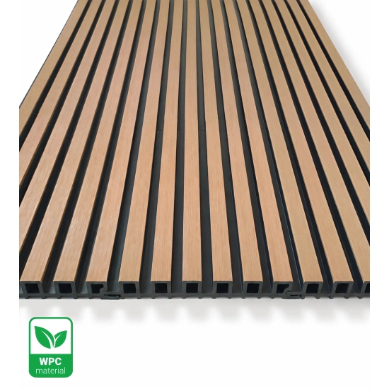 Panel elewacyjny WPC TWIX SLIM, JASNY DĄB z czarnymi fugami, 6 wąskich listew (0,64 m²)