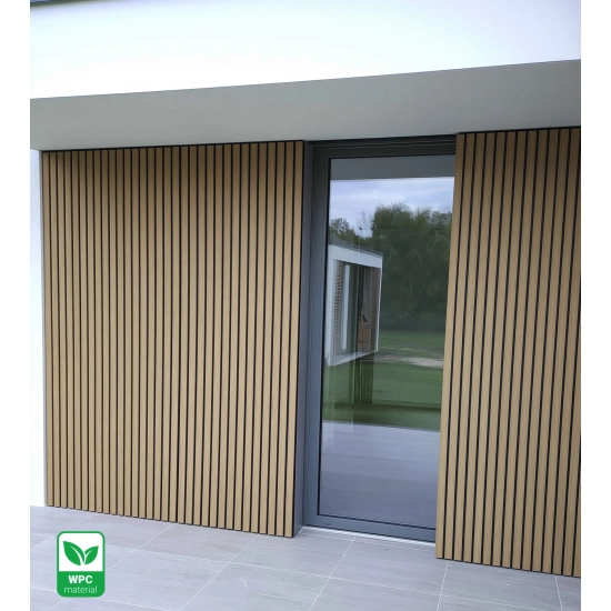 Panel elewacyjny WPC, 219x2900 mm, dwa kolory, JASNY DĄB & CZARNY (0,63 m²)