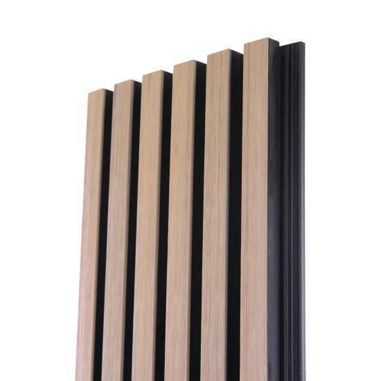 Panel elewacyjny WPC, 223x26x2900 mm, JASNY DĄB z czarnymi fugami, 6 kratek (0,64 m²)