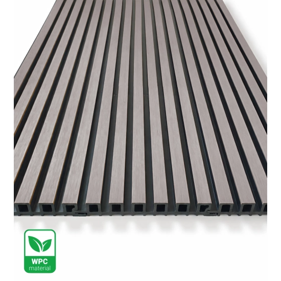 Panel elewacyjny WPC TWIX SLIM, SZARY z czarnymi fugami, 6 wąskich listew (0,64 m²)